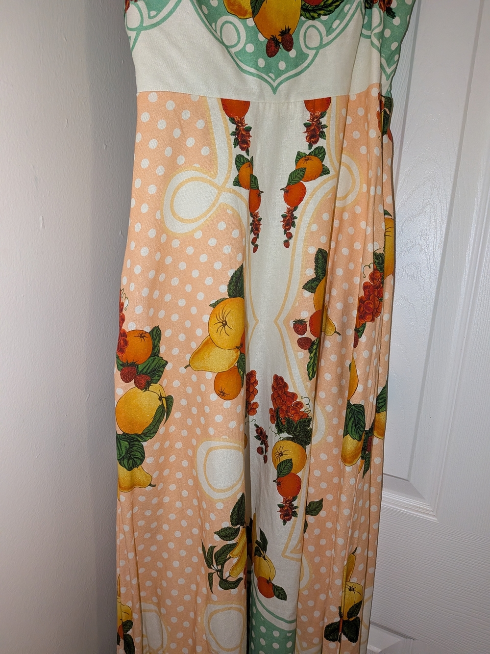 Caroline Constas Mint Fruit-Print Maxi Dress with Peach and Yellow Accents - Picture 7 of 7